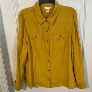 Christopher & Banks ladies Mustard Yellow Button-Up Shirt. Size L.